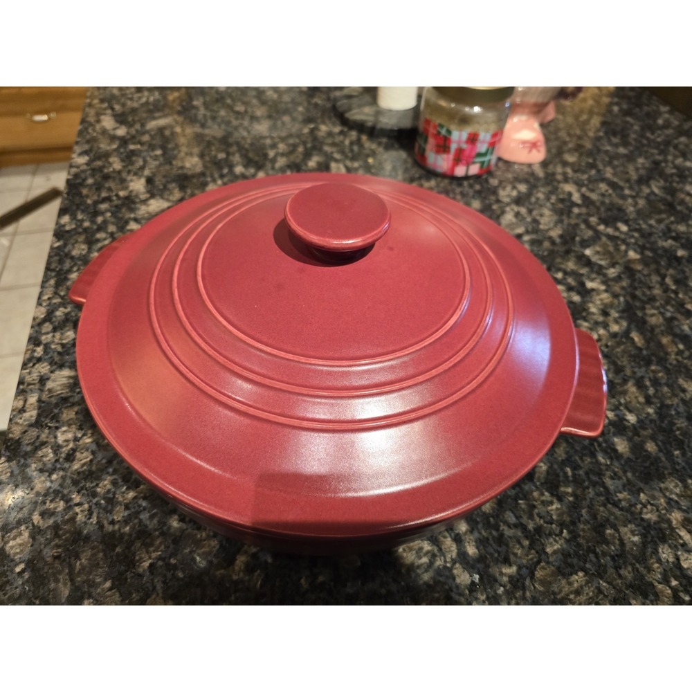 TECHNIQUE Flame 12"‎ Stoneware Covered Red Serving Casserole Dish